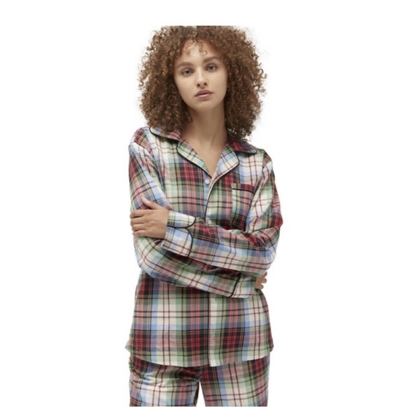 Hill House Quentin Pajama Set in White Tartan size medium EUC - Picture 3 of 12